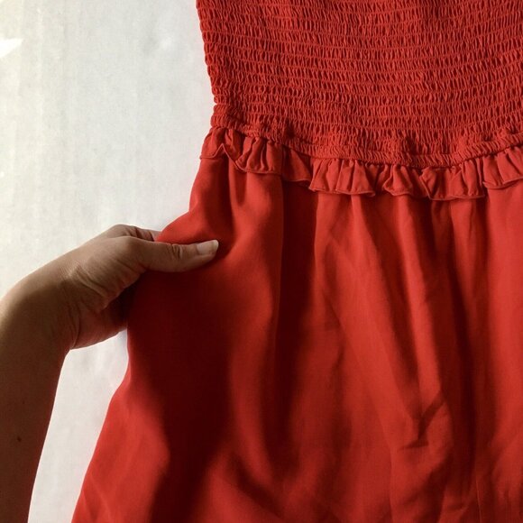 Maison Jules Rhubarb Red Strapless‎ Smocked Romper Women’s Size Medium - Picture 6 of 11